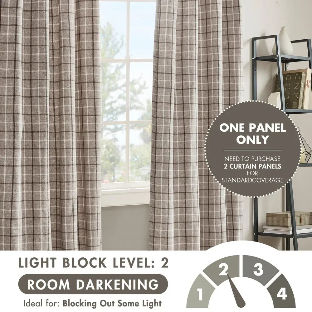 Brand New Madison Park Anaheim Plaid Curtain – Brown, 50